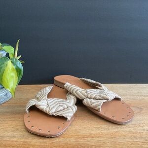 Studded Berlap Braided Slide Sandals